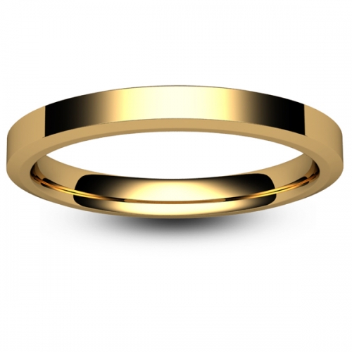 Flat Court Chamfered Edge - 2.5mm (CEI2.5Y) Yellow Gold Wedding Ring